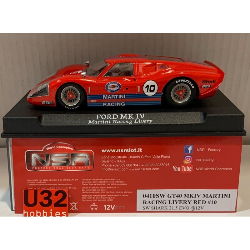 SLOT CAR NSR 0410SW FORD GT40 MKIV -10 MARTINI RED SLOT CAR NSR 0410SW FORD GT40 MKIV -10 MARTINI RED