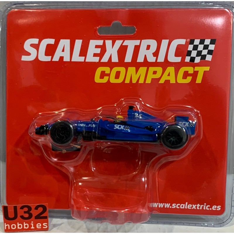SLOT CAR SCX SCALEXTRIC COMPACT C10578S300 FORMULA BLUE & WHITE