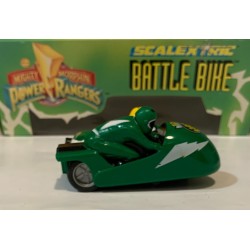 SLOT CAR SCALEXTRIC C-883 MOTORCYCLE AND SIDECAR GREEN POWER RANGERS