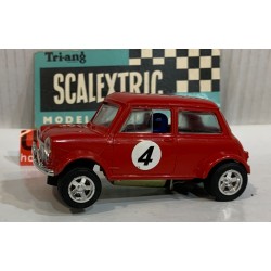 SLOT CAR SCX SCALEXTRIC C-007 MINI COOPER AUSTIN MORRIS -4 ROJO MADE IN FRANCIA