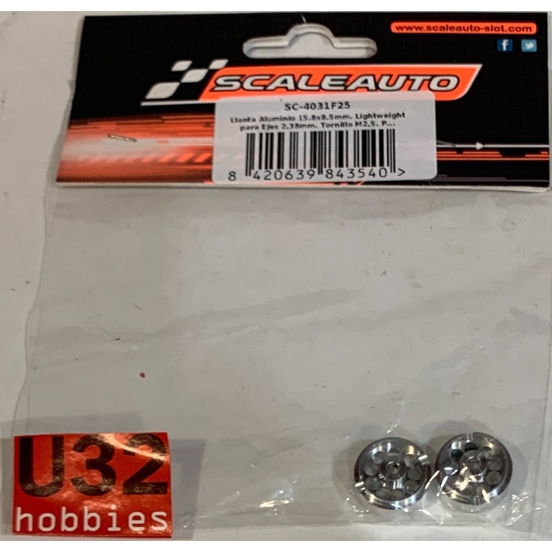 SCALEAUTO SC-4031F25 LLANTA 15.8x8mm LIGHTWELGHT ALUM. EJE 2.38mm TORNILLO M2.5