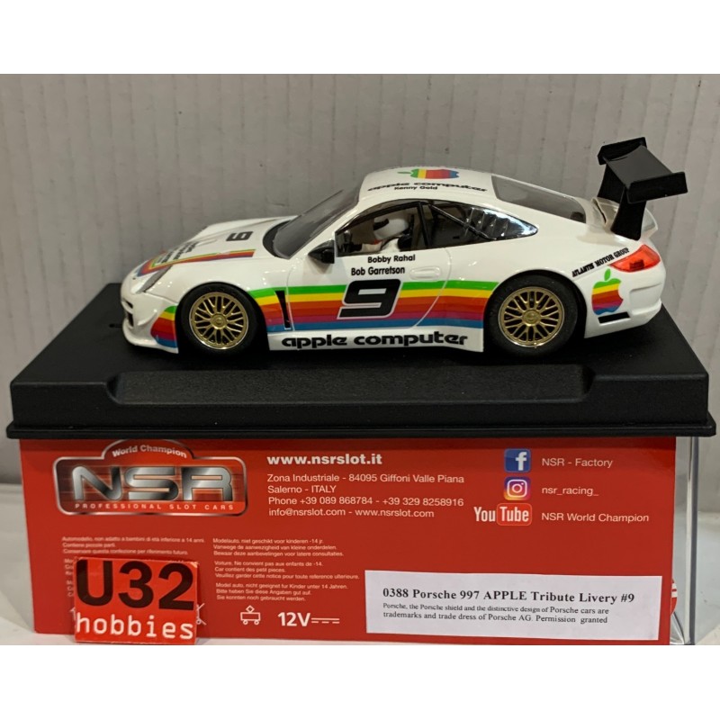 SLOT CAR NSR 0388 PORSCHE  997 -9 APPLE  TRIBUTE BOBY ROHAL-BOB GARRESTON