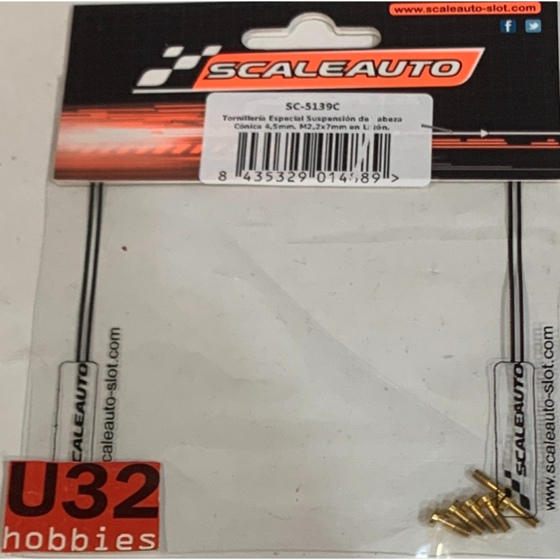 SCALEAUTO SC-5139C TORNILLERIA ESPECIAL SUSPENSION CABEZA CONICA 4.5mm M2.2x7mm