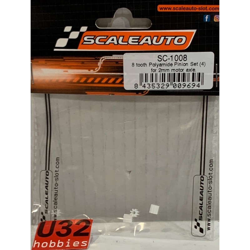 SCALEAUTO SC-1008 PIÑON 8D NYLON M50 2mm 4 UNIDADES