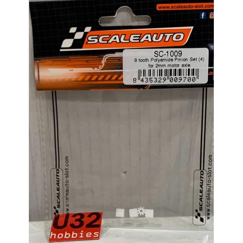 SCALEAUTO SC-1009 PIÑON 9D NYLON M50 2mm 4 UNIDADES
