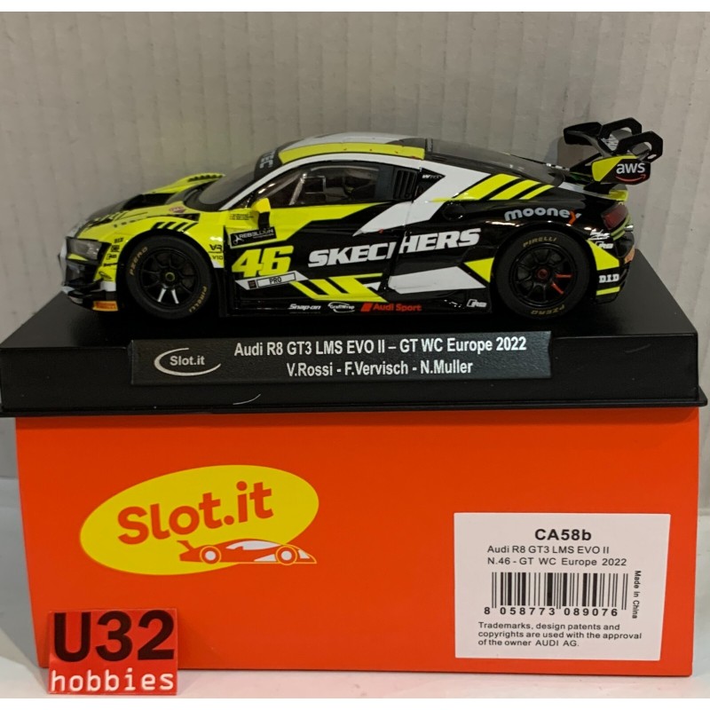 SLOT CAR SLOT.IT CA58B AUDI R8 LMS EVO II -46 WC EUROPA 2022 V.ROSSI-VERVISCH
