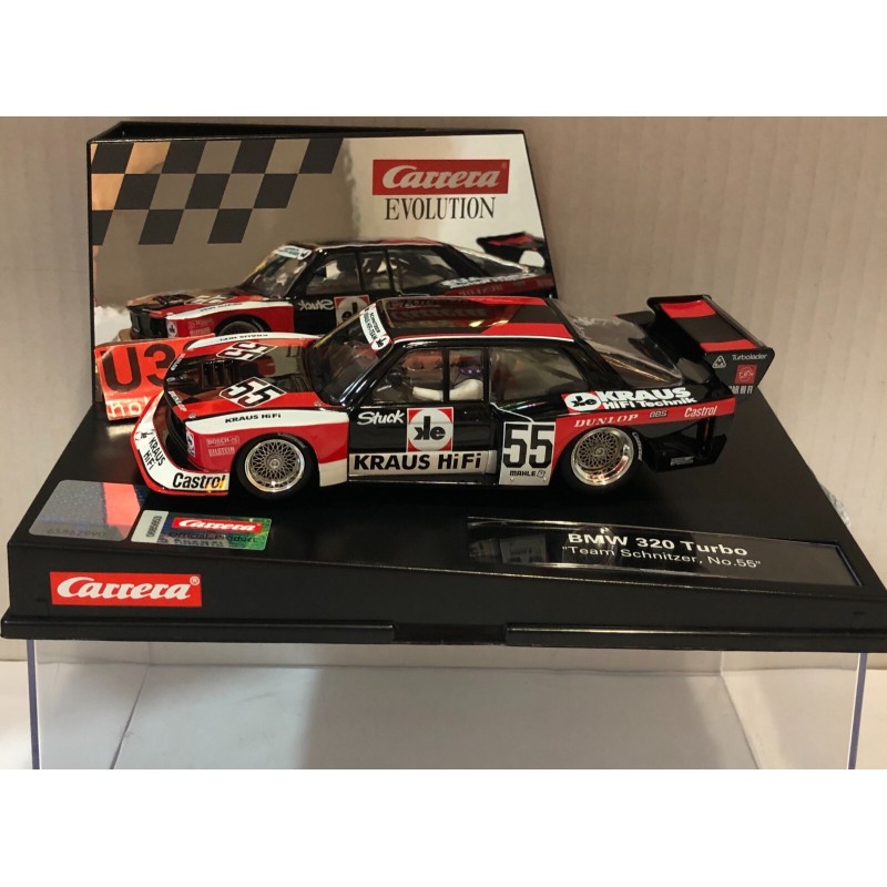 SLOT CAR CARRERA EVOLUTION 27714 BMW 320 TURBO -55 TEAM SCHNITZER STUCK