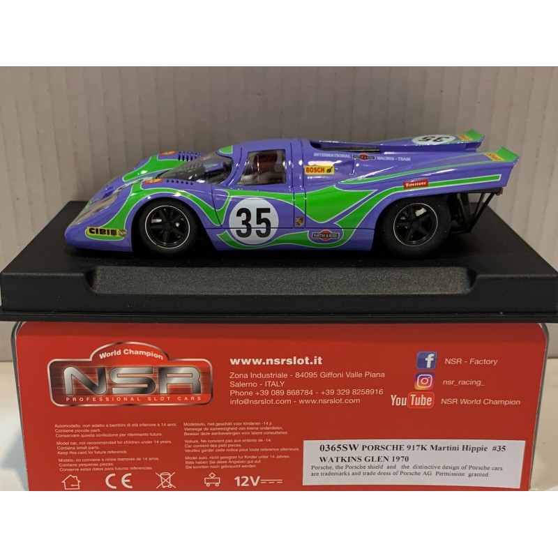 SLOT CAR NSR 0365SW PORSCHE 917 K -35 WATKINS GLEN 1970 MARTINI HYPPY