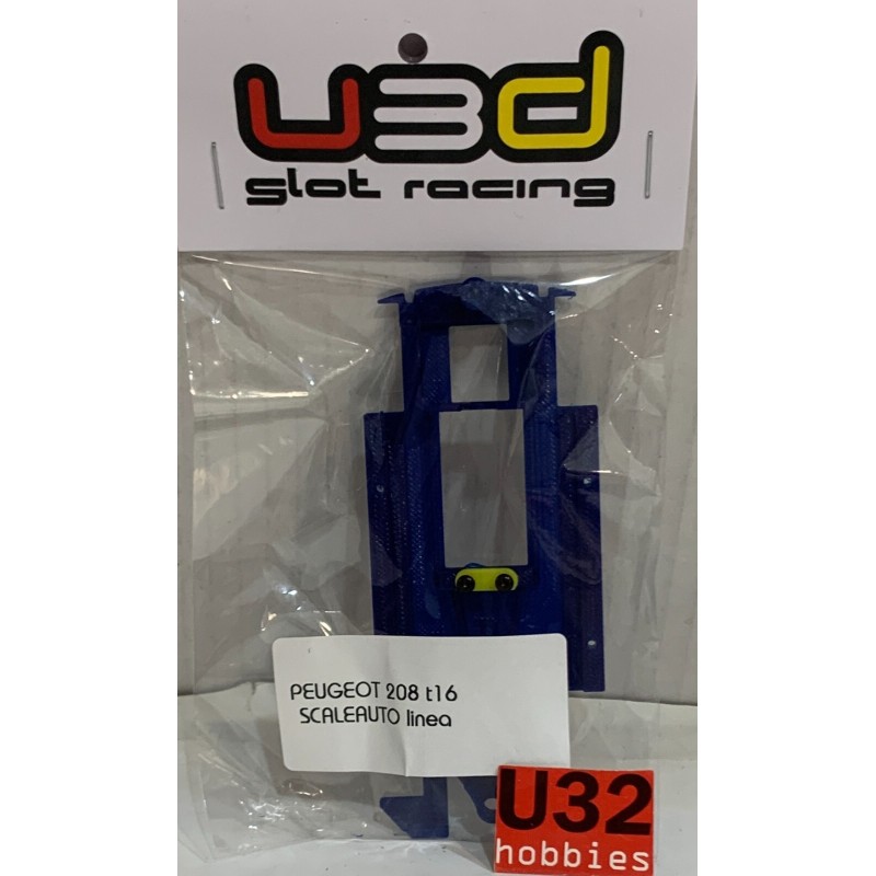 U3D CHASIS 3D PEUGEOT 208 T16 EN LINEA  AZUL SCALEAUTO