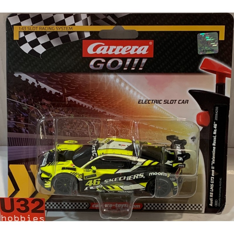 SLOT CAR  CARRERA GO!!! 64230 AUDI R8 LMS GT3 EVOII -46 VALENTINO ROSSI