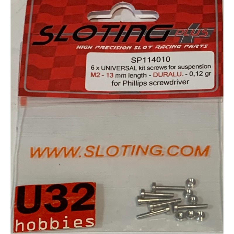 SLOTING PLUS SP114010 TORNILLO SUSPENSION ALUMINIO 13mm 0.12Gr 6 UNIDADES