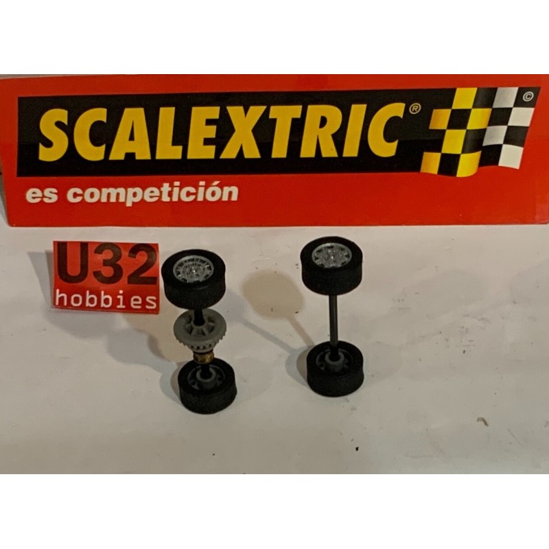 SLOT CAR SCX SCALEXTRIC EJE DELANTERO Y TRASERO COMPLETO FIAT SEAT 1000 ABARTH