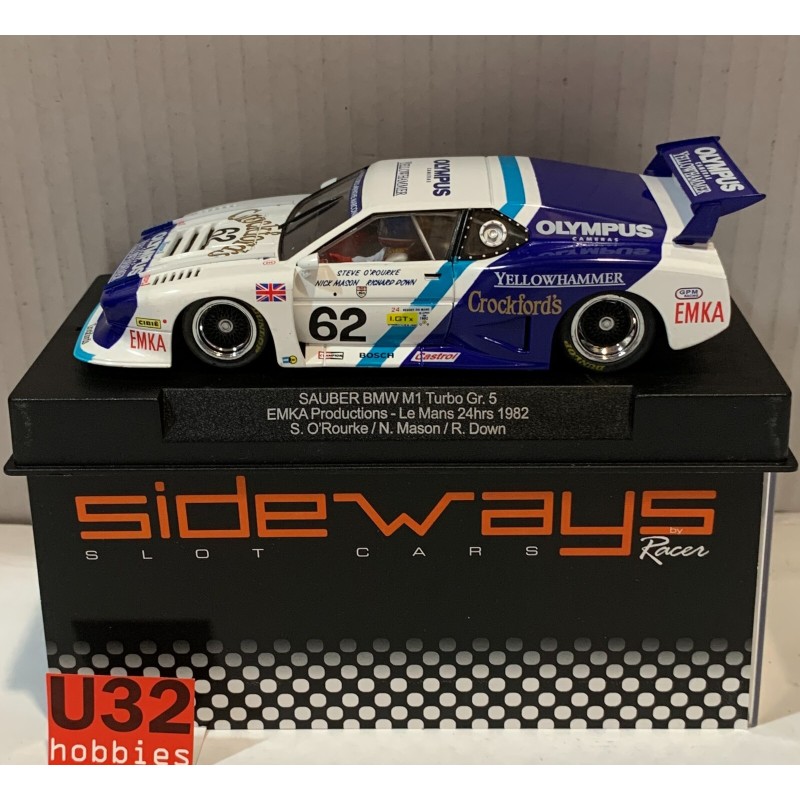 SLOT CAR RACER SIDEWAYS SW27 BMW M1 TURBO Gr.5 -62 LE MANS 1982 S.O'ROURKE
