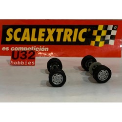SLOT CAR SCX SCALEXTRIC EJE DELANTERO Y TRASERO COMPLETO FIAT SEAT 1000 ABARTH