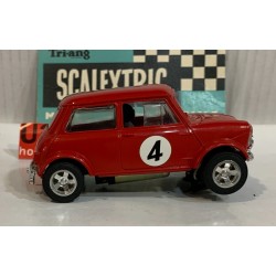 SLOT CAR SCX SCALEXTRIC C-007 MINI COOPER AUSTIN MORRIS -4 ROJO MADE IN FRANCIA