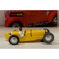 SLOT CAR PINK-KAR CV030 BUGATTI TYPE 59 -16 F1 1934 T.BIRKIN AMARILLO