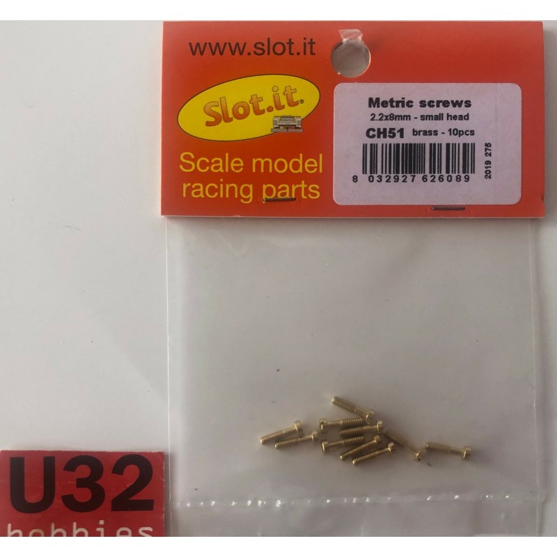SLOT.IT CH51 TORNILLOS METRICOS 2.2x8mm CABEZA PEQUEÑA 10UNIDADES