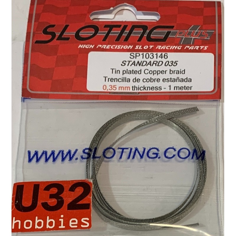 SLOT CAR SLOTING PLUS SP103146 TRENCILLA DE COBRE ESTAÑADA 0.35mm 1 METRO