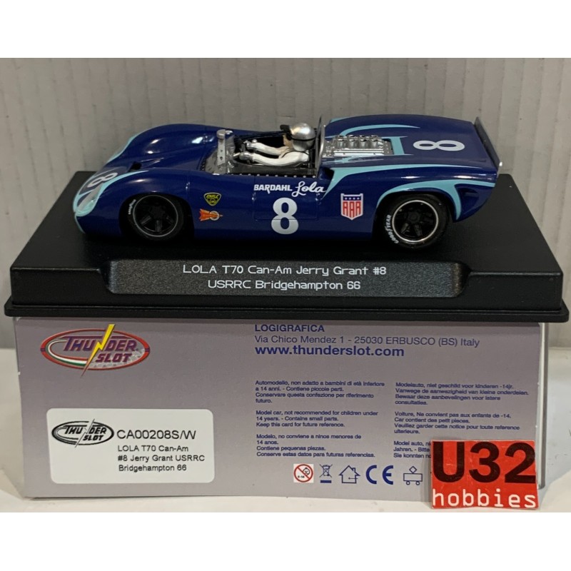 SLOT CAR THUNDERSLOT CA00208S/W LOLA T70 -8 CAN-AM BRIDGEHAMPTON 1966 J.GRANT