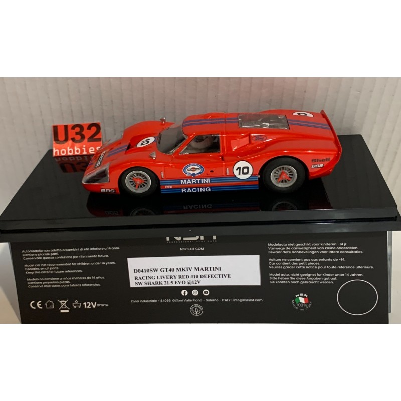 SLOT CAR NSR 0410SW FORD GT40 MKIV -10 MARTINI RED
