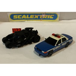 SLOT CAR SCALEXTRIC C2669A BATMAN BEGINS 2 CARS UNBOXED