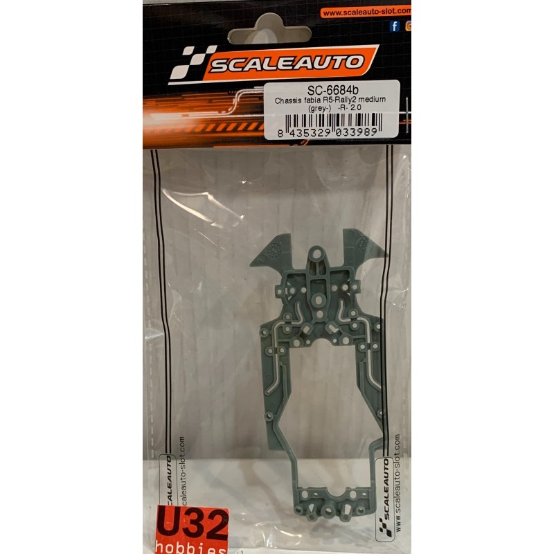 SLOT CAR SCALEAUTO SC-6684B CHASIS SKODA FABIA R5 RALLY2 MEDIUM GRIS R 2.0