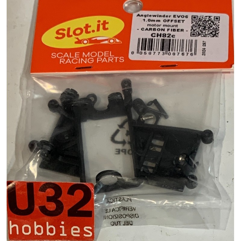 SLOT CAR SLOT.IT CH82C SOPORTE MOTOR ANGLEWINDER 1.0mm OFFSET CARBON FIVER EVO6