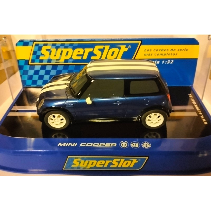 qq H 2805 SUPERSLOT MINI COOPER ROAD CAR BLUE - scalextric UK *