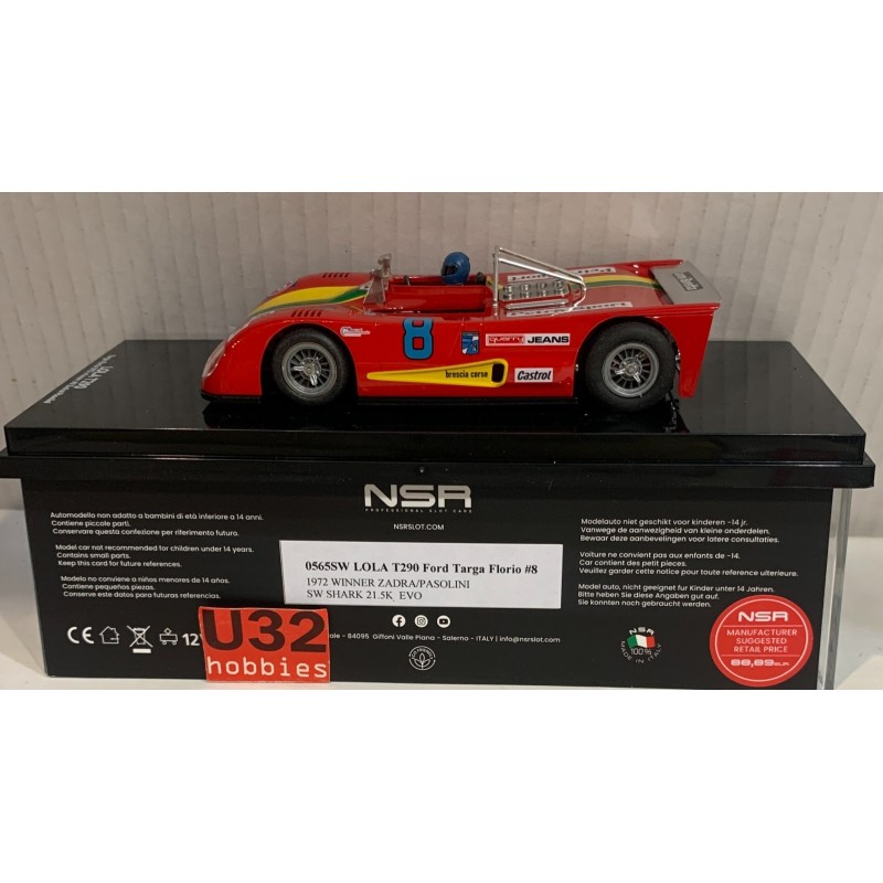 SLOT CAR NSR 0565SW LOLA T290 FORD TARGA FLORIO -8 WINNER 1972 ZADRA-PASOLINI