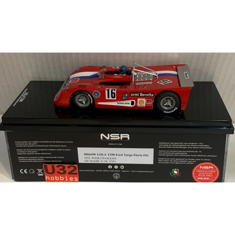 SLOT CAR NSR 0566SW LOLA T290 FORD TARGA FLORIO -16 WINNER POOKY -PASOLINI