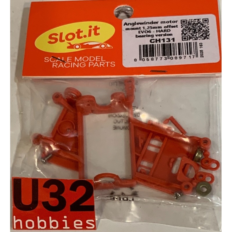 SLOT.IT CH131 SOPORTE MOTOR ANGLEWINDER OFFSET 1.25mm  EVO6 HARD BEARING VERSION
