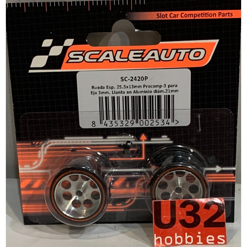 SCALEAUTO SC-2420P RUEDA ESPUMA 25.5x13mm LLANTA 21mm EJE 3mm ALIG. PROCOMP 3