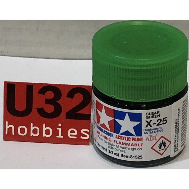 TAMIYA 81525 X-25 PINTURA ACRILICA VERDE TRANSLUCIDO  PARA MODELISMO 10Ml