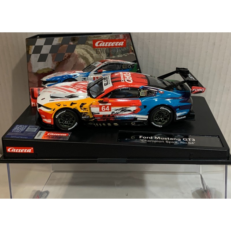 SLOT CAR CARRERA EVOLUTION 27807 FORD MUSTANG GT3 -64 CHAMPION SPIRIT TINCKNELL