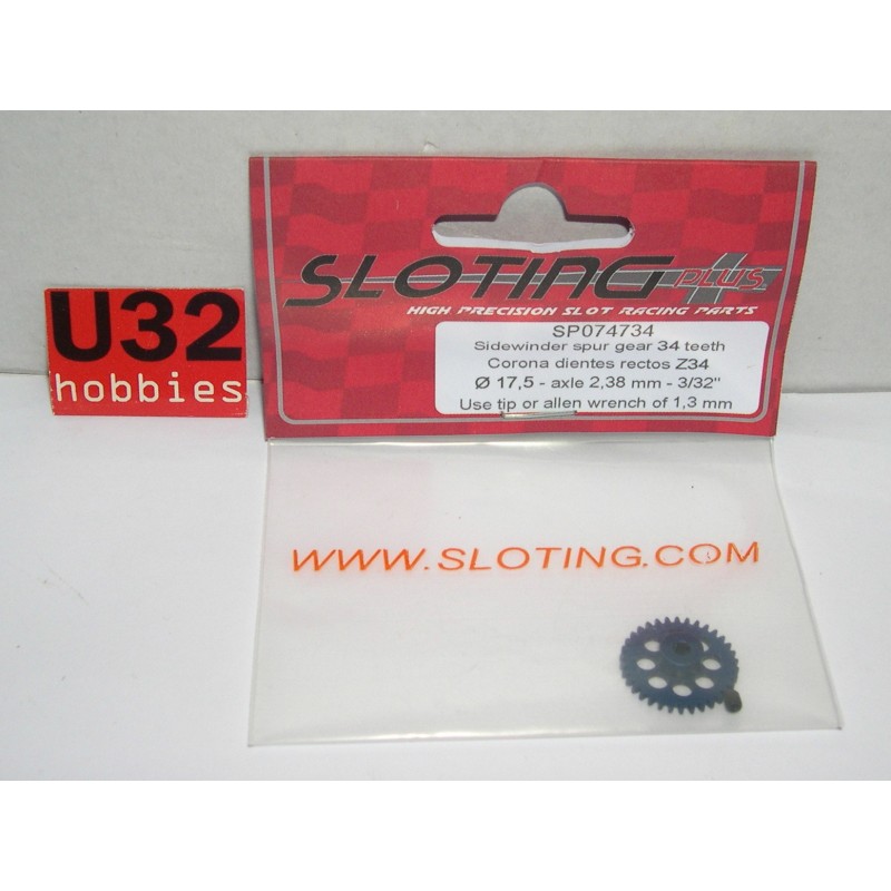 SLOTING PLUS SP074734 CORONA 34z SIDEWINDER DURALUMINIO 17.5mm EJE 2.38   