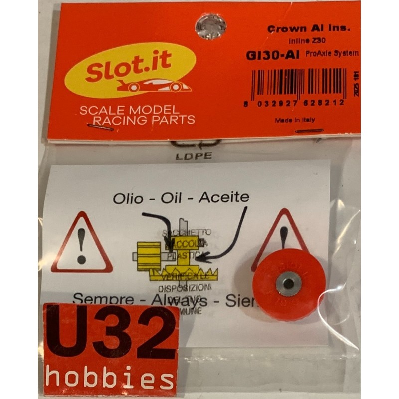 SLOT.IT GI30AL CORONA 30D EN LINEA ALUMINIO  DIAMETRO 17mm PESO 3.0grs.EJE 2.38