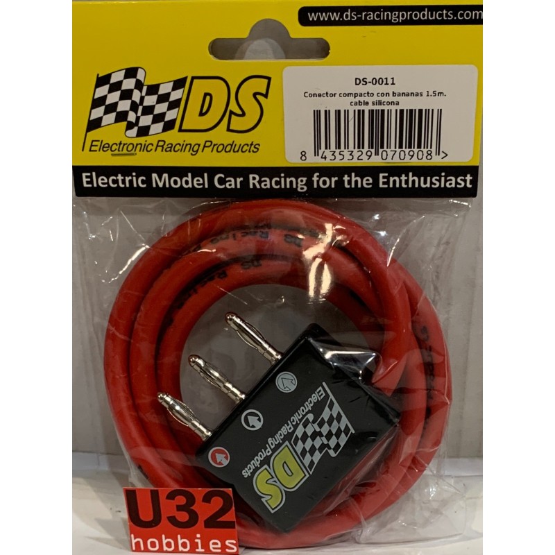 SLOT CAR DS-0011 CONECTOR COMPACTO CON BANANAS 1.5m CABLE SILICONA