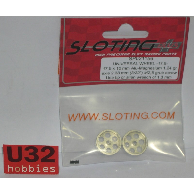 SLOTING PLUS SP021156 LLANTA UNIVERSAL 17.5x10mm (x2) ALU-MAGN. 1.3gr. EJE 2.38 