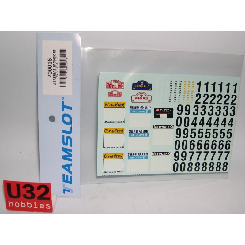 TEAM SLOT P00016 CALCA DORSALES SPONSORS CLASSIC RALLY PLATES 1/32