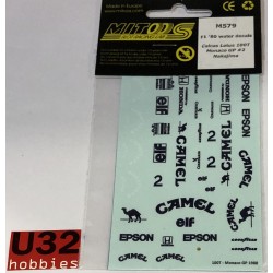 MITOOS M579 CALCA LOTUS 100T  F1 -2 1980 MONACO GP NAKAJIMA PARA F1 NSR 1/32