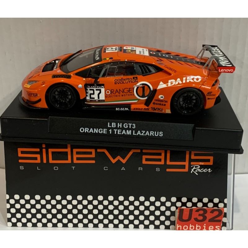 SLOT CAR RACER SIDEWAYS SWCAR01D LAMBORGHINI HURACAN GT3 -27 ORANGE TEAM LAZARUS
