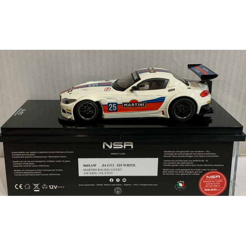 SLOT CAR NSR 0601AW BMW Z4 -25 MARTINI RACING WHITE