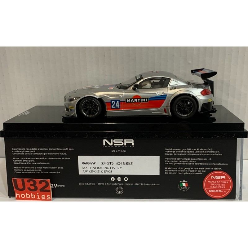 SLOT CAR NSR 0600AW BMW Z4 -24 MARTINI RACING GREY