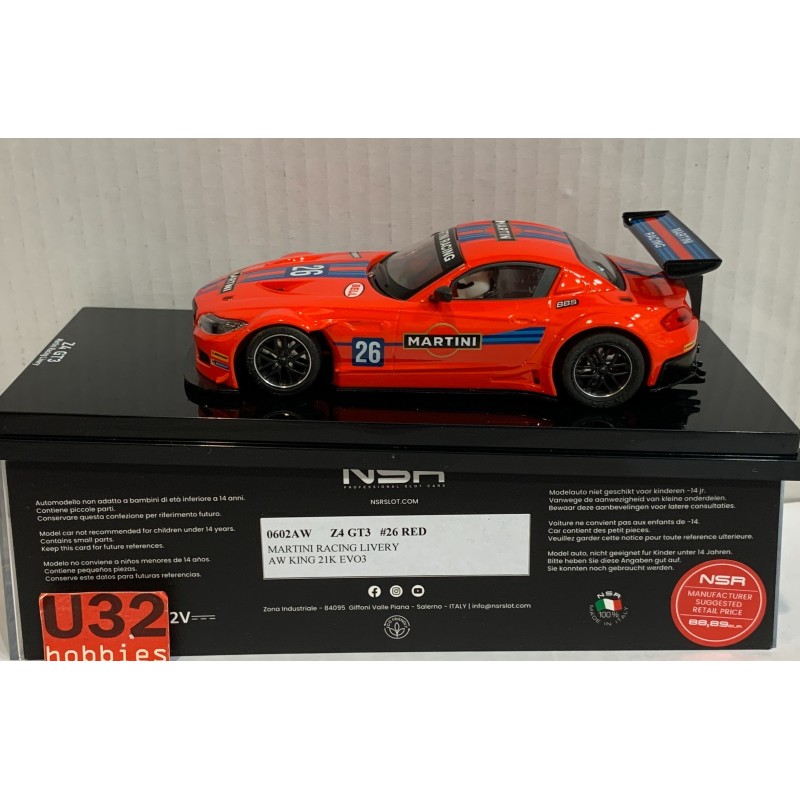 SLOT CAR NSR 0602AW BMW Z4 -26 MARTINI RACING RED