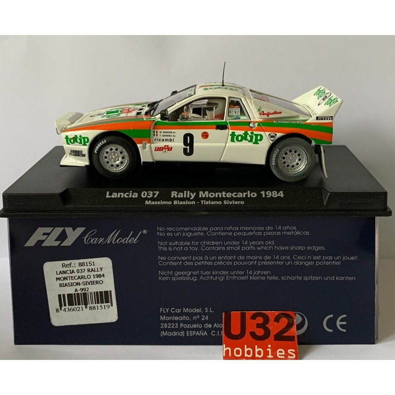 SLOT CAR FLY 88151 A-992 LANCIA 037 -9 RALLY MONTE CARLO 1984 TOTIP M.BIASION